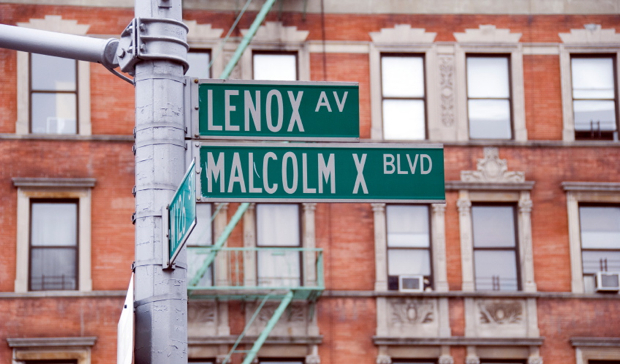 leno and malcolm x street sign